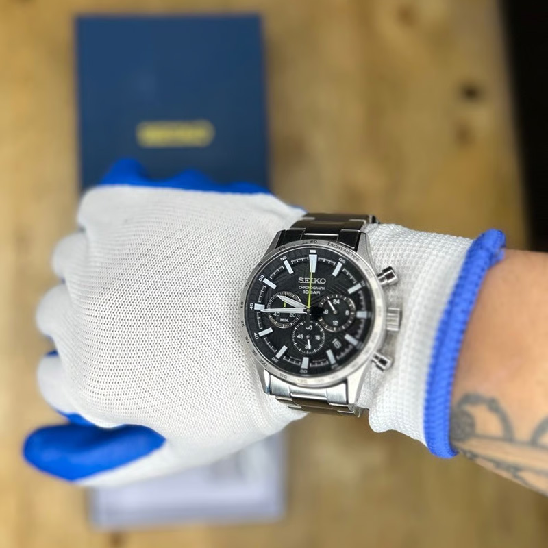 Seiko Chronograph Black Dial Sporty Men’s Watch- SSB413P1